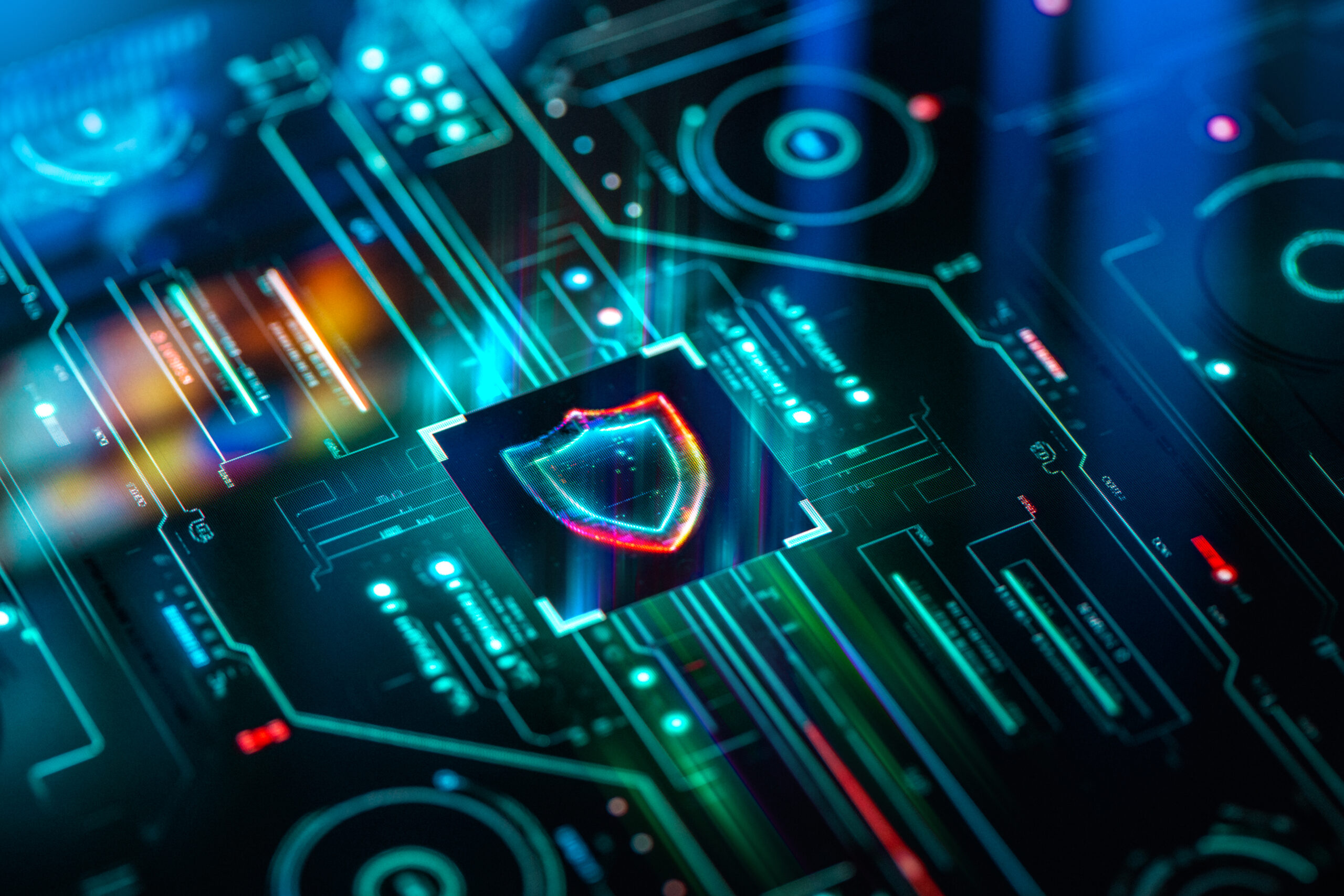 Digital security and privacy background. Cyber and crypto security shield on futuristic screen technology background. Digital security and privacy background. Cyber and crypto security shield on futuristic screen technology background.